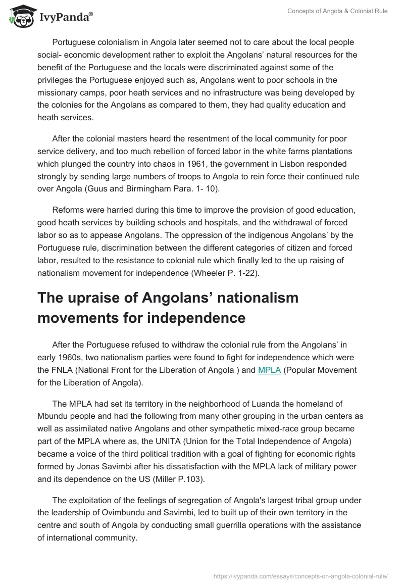 Concepts of Angola & Colonial Rule. Page 3