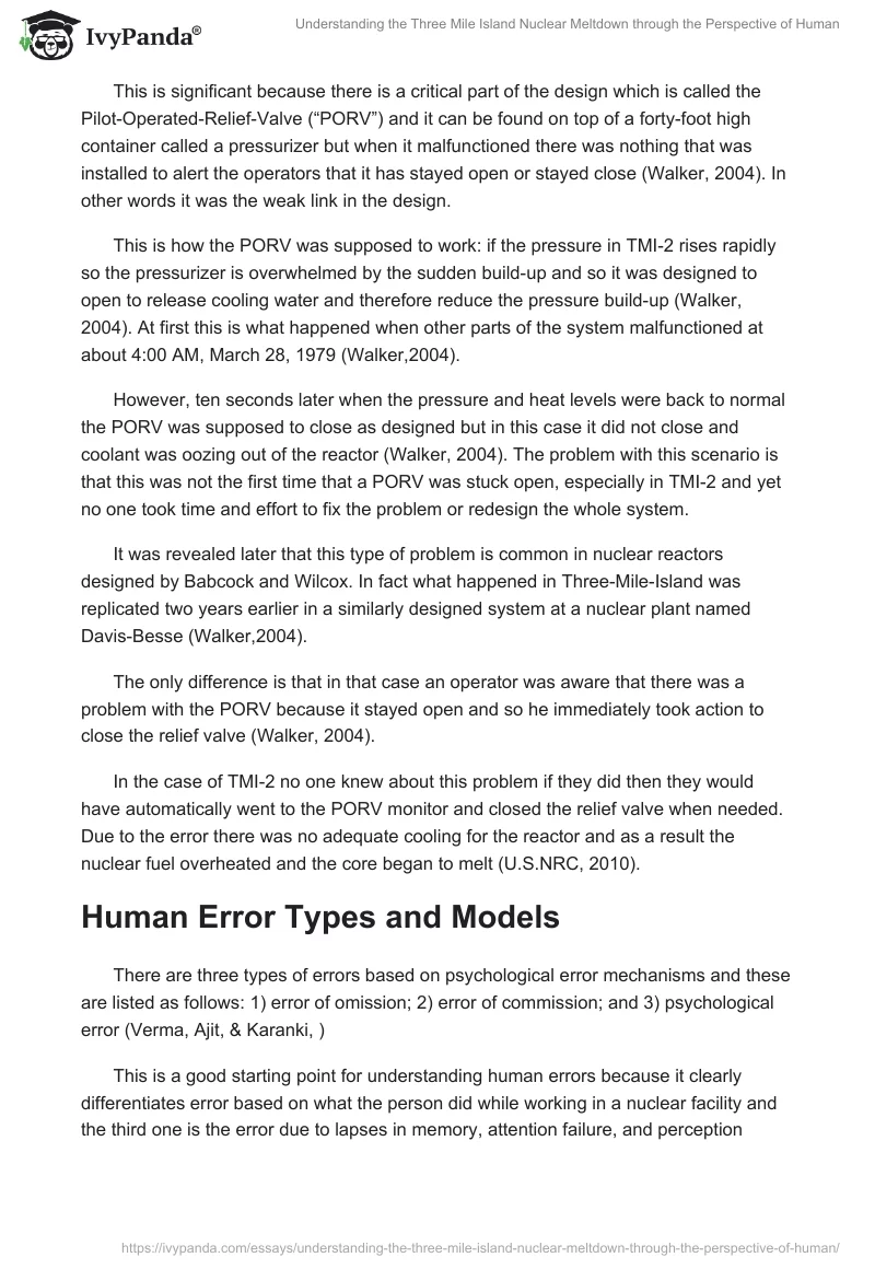 Understanding the Three Mile Island Nuclear Meltdown through the Perspective of Human. Page 5