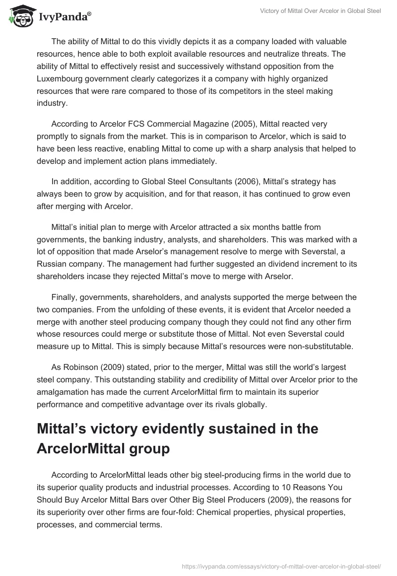 Victory of Mittal Over Arcelor in Global Steel. Page 3