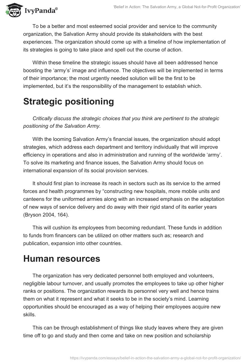 ‘Belief in Action: The Salvation Army, a Global Not-for-Profit Organization’. Page 5