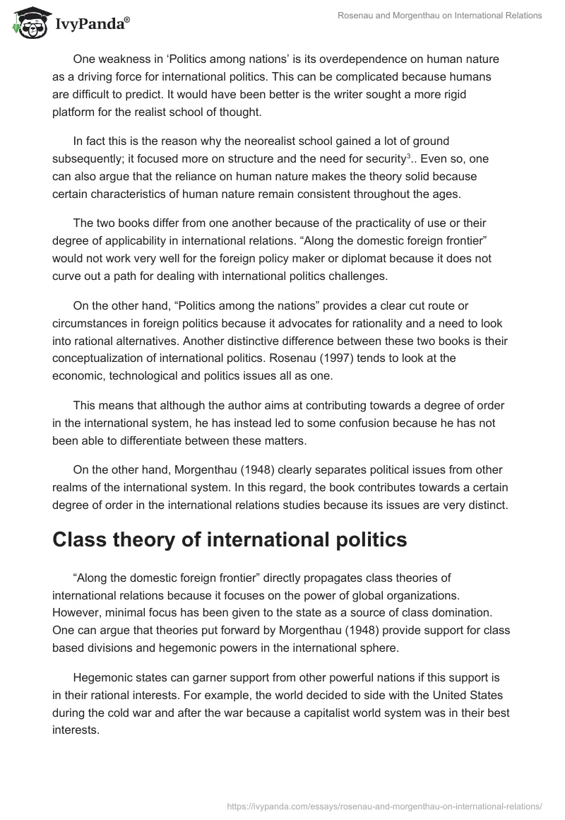 Rosenau and Morgenthau on International Relations. Page 3