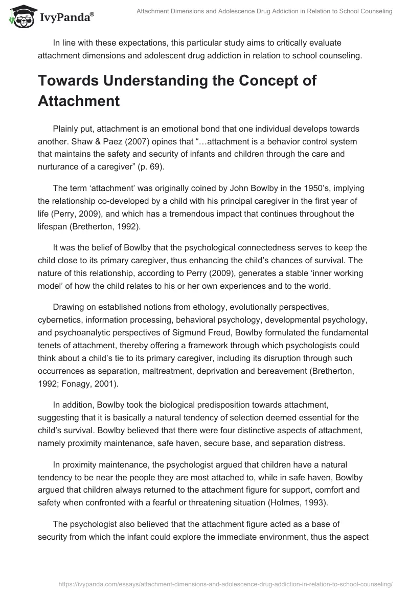 Attachment Dimensions and Adolescence Drug Addiction in Relation to School Counseling. Page 5
