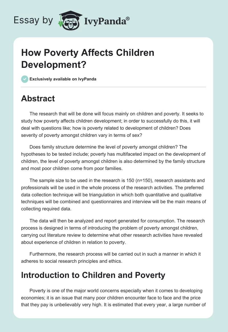 How Poverty Affects Children Development?. Page 1