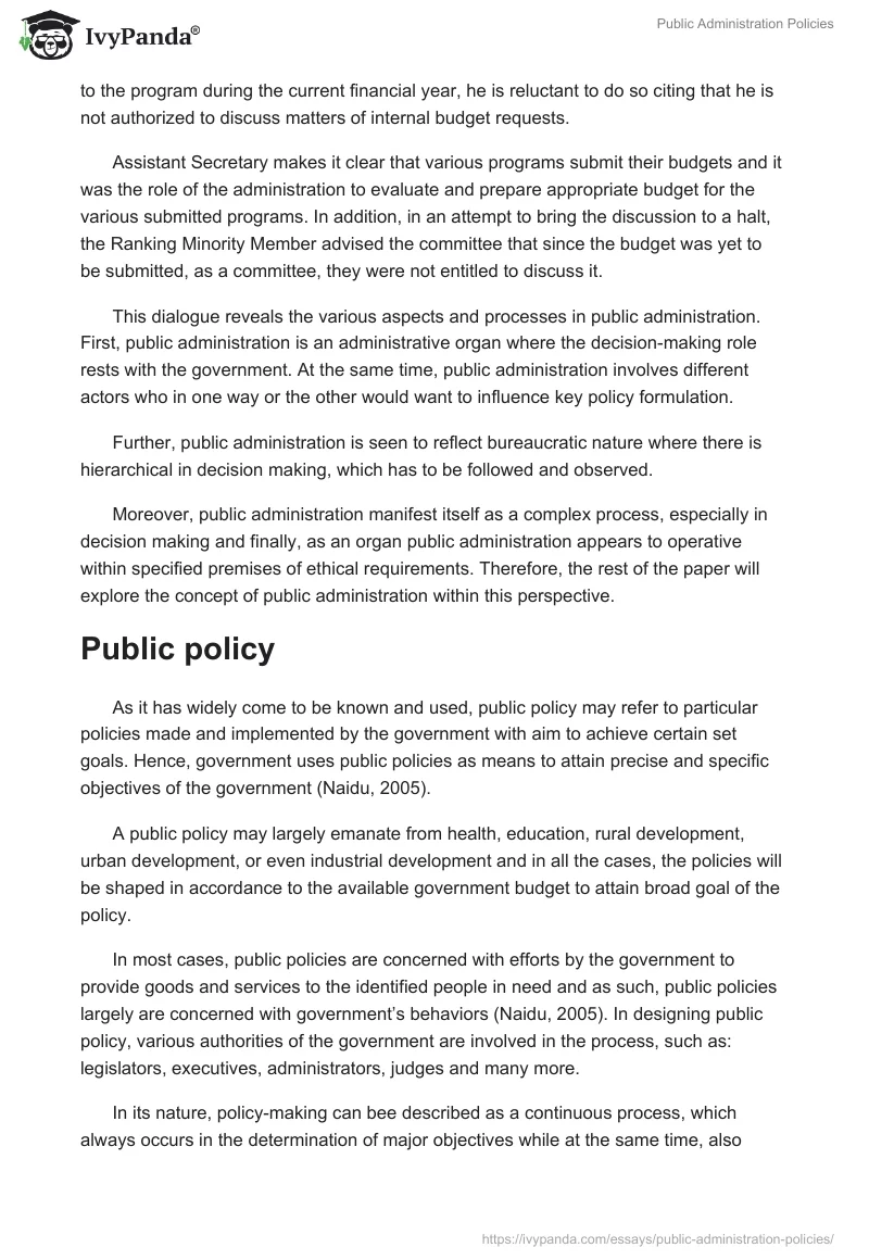 Public Administration Policies. Page 3