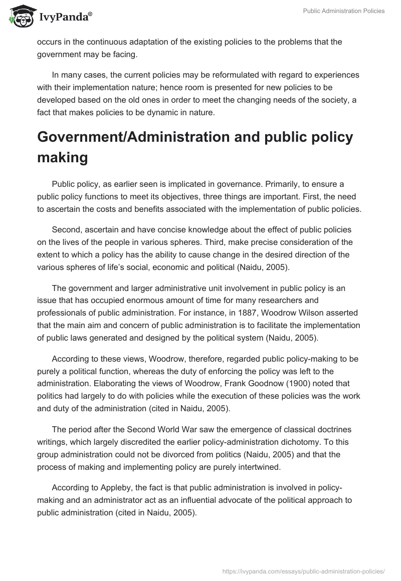 Public Administration Policies. Page 4