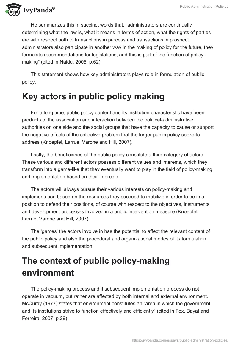 Public Administration Policies. Page 5