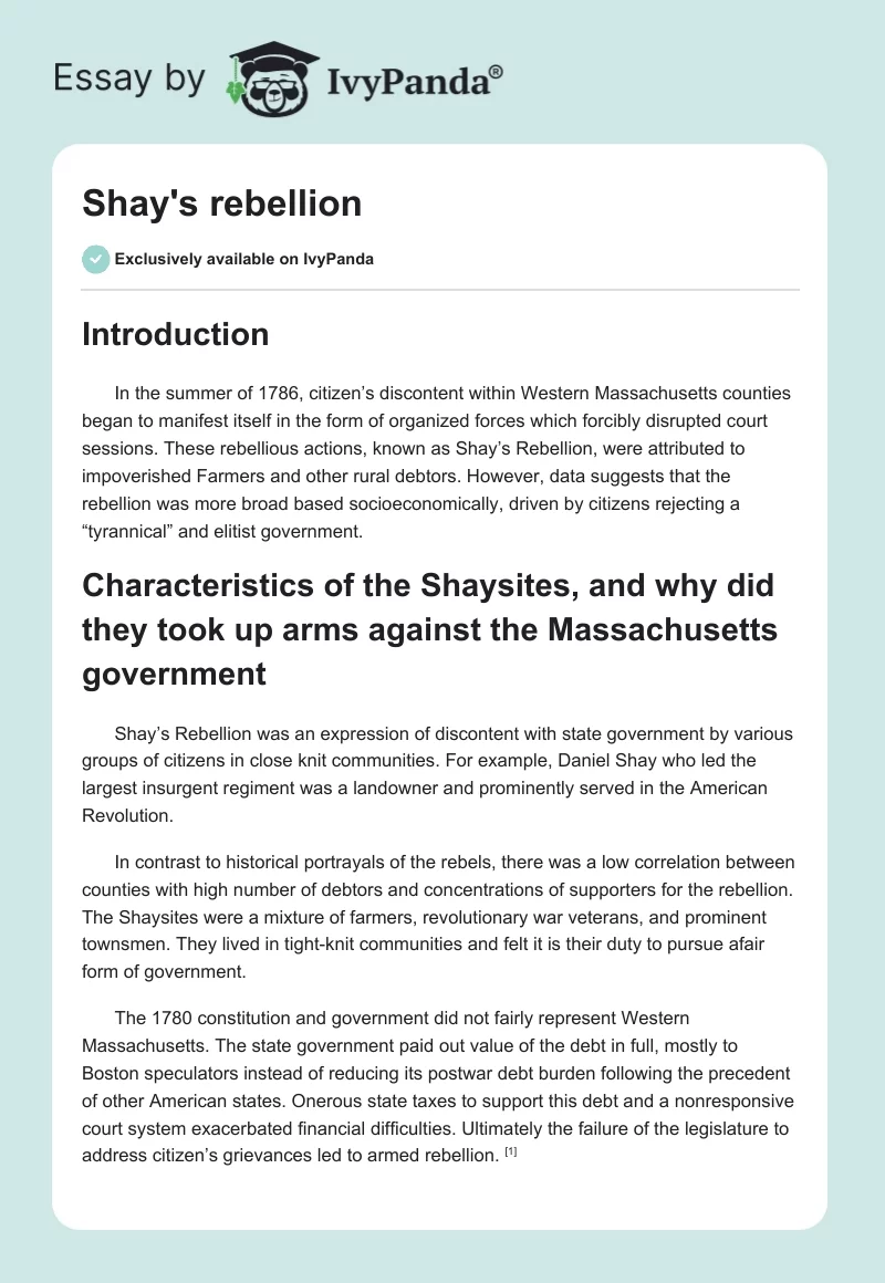 Shay's rebellion. Page 1