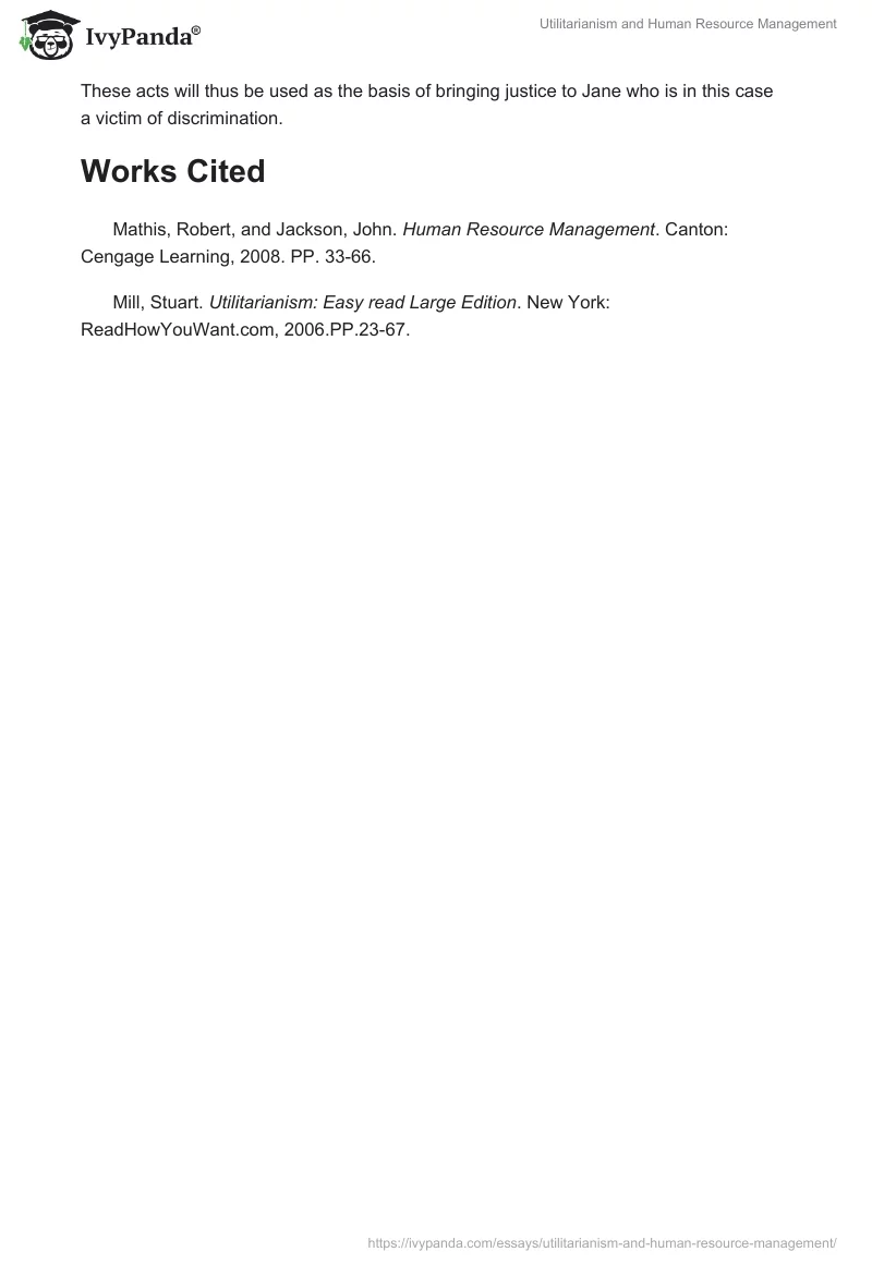 Utilitarianism and Human Resource Management. Page 4