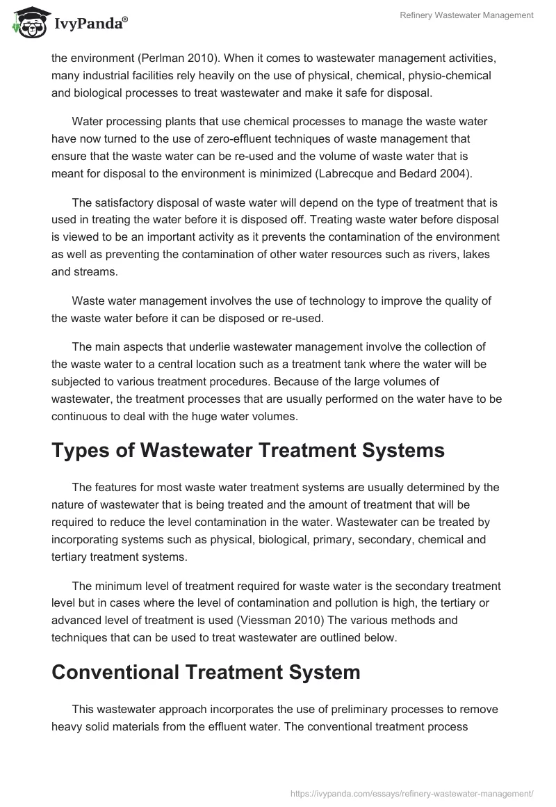 Refinery Wastewater Management. Page 2
