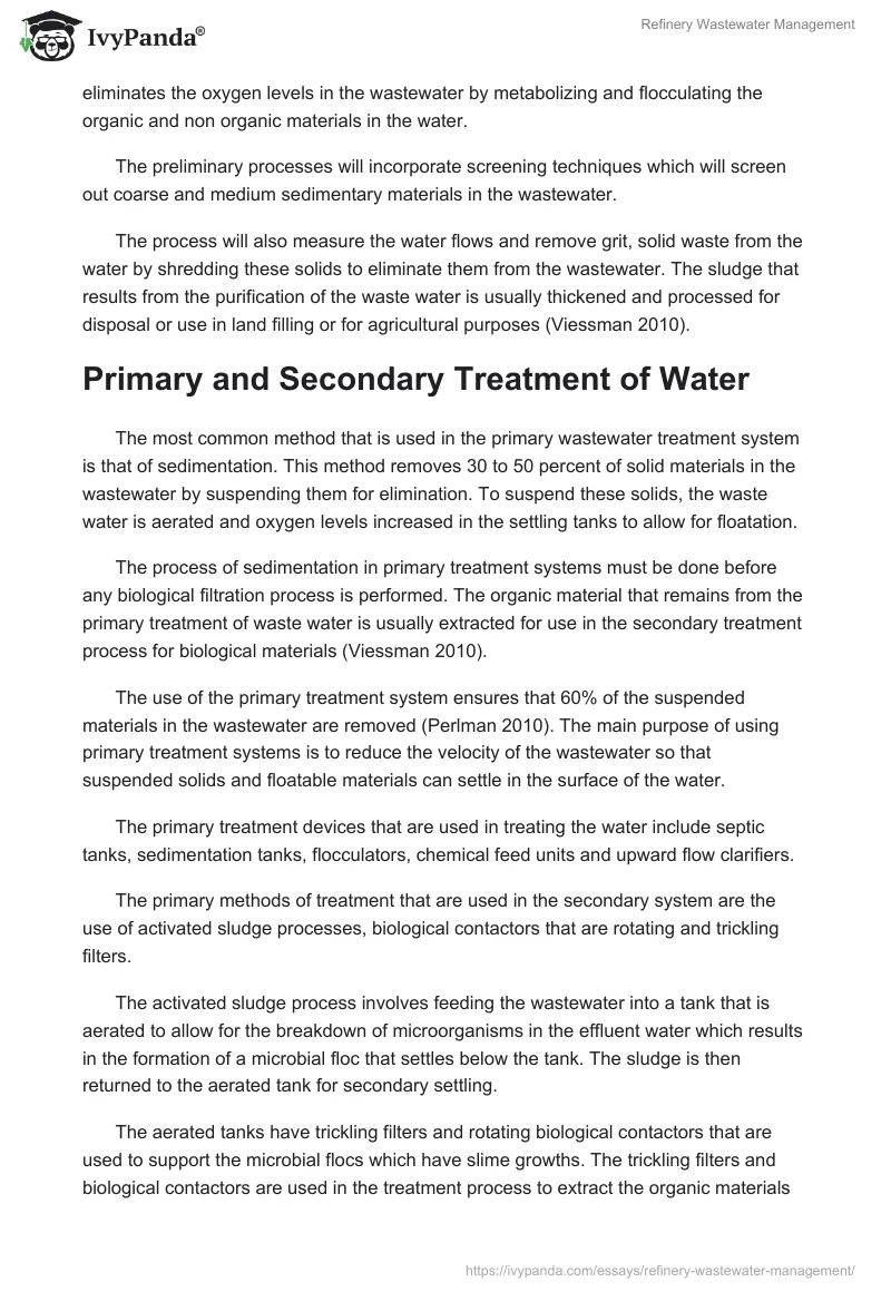 Refinery Wastewater Management. Page 3