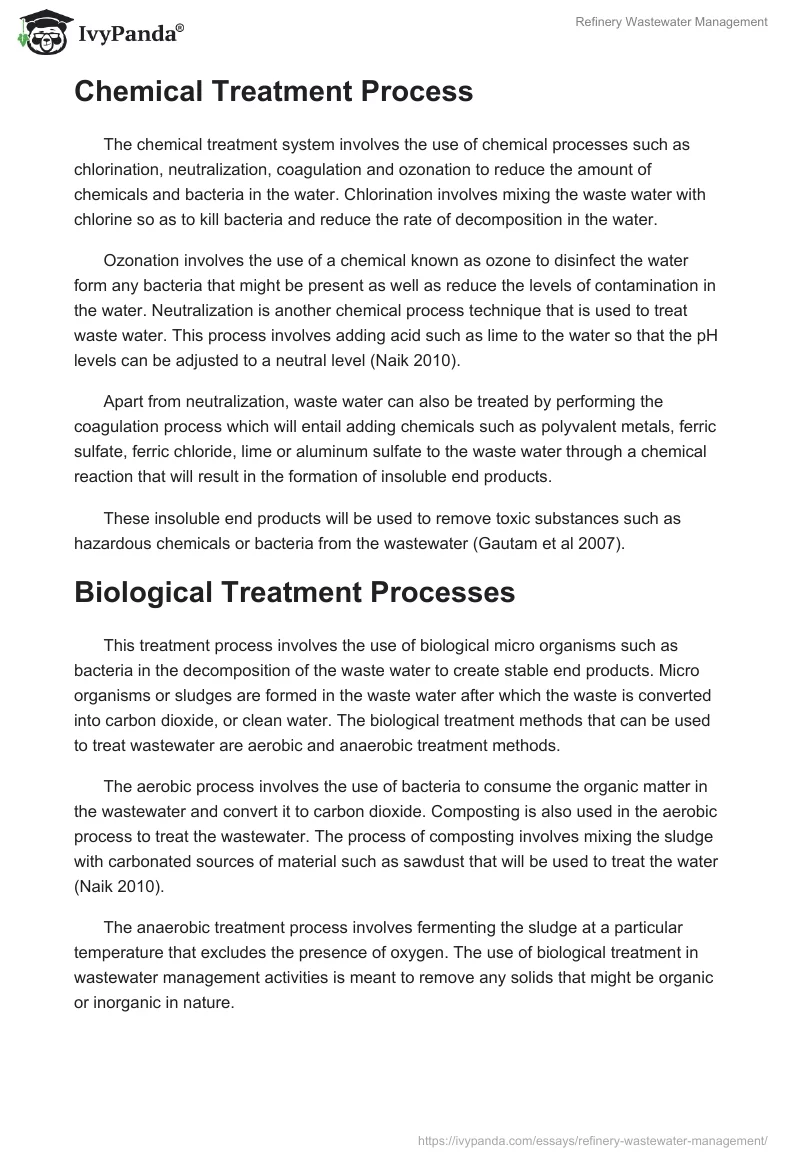 Refinery Wastewater Management. Page 5