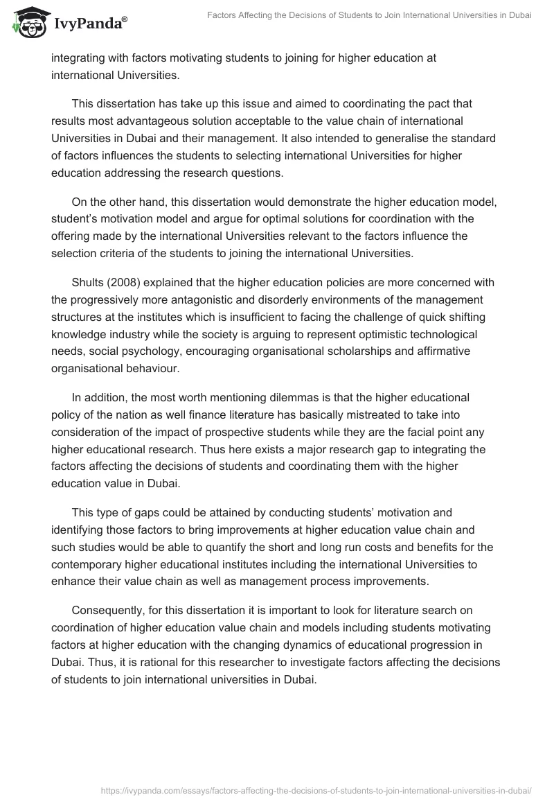 Factors Affecting the Decisions of Students to Join International Universities in Dubai. Page 3
