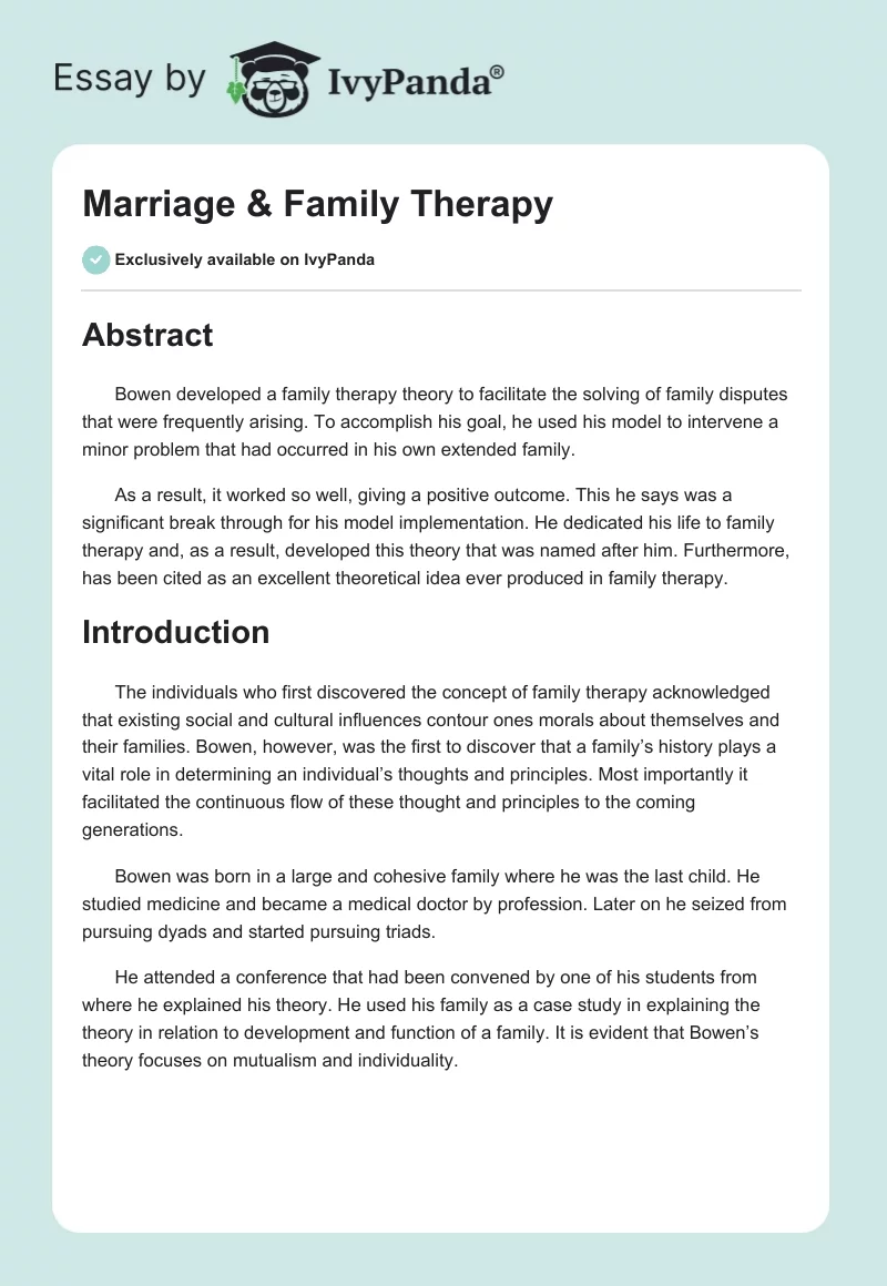 Marriage & Family Therapy. Page 1