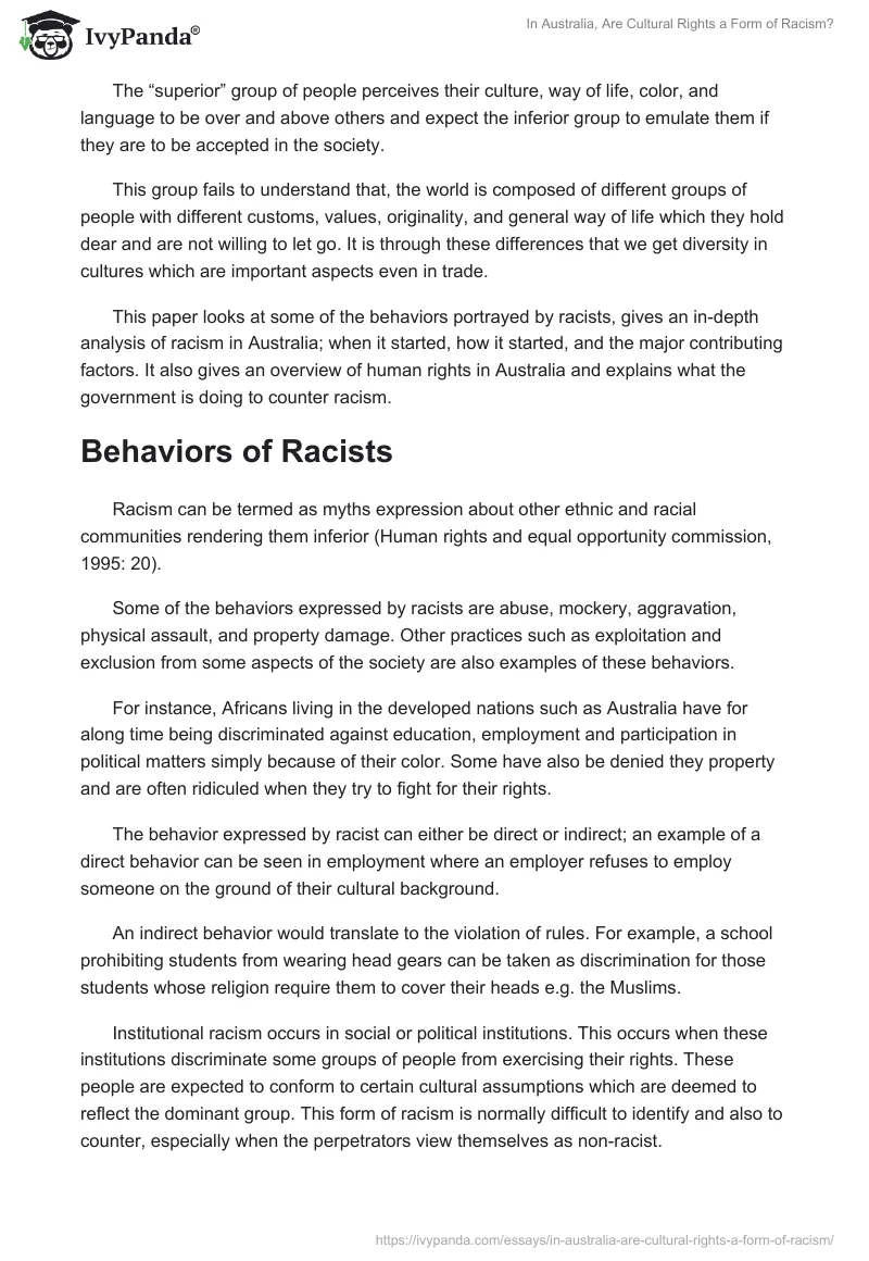 In Australia, Are Cultural Rights a Form of Racism?. Page 2