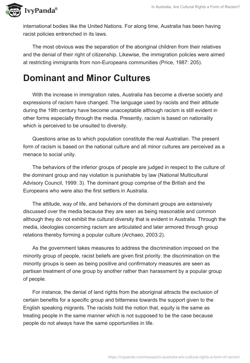 In Australia, Are Cultural Rights a Form of Racism?. Page 5