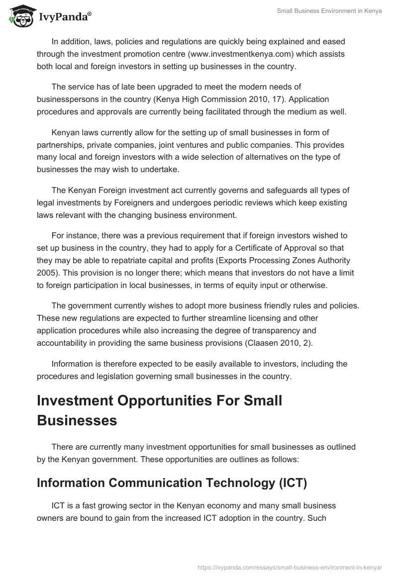 Small Business Environment in Kenya. Page 5