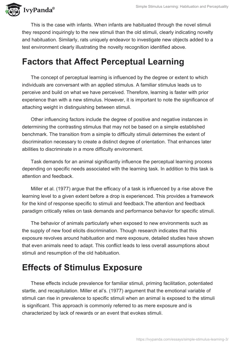 Simple Stimulus Learning: Habituation and Perceptuality. Page 2