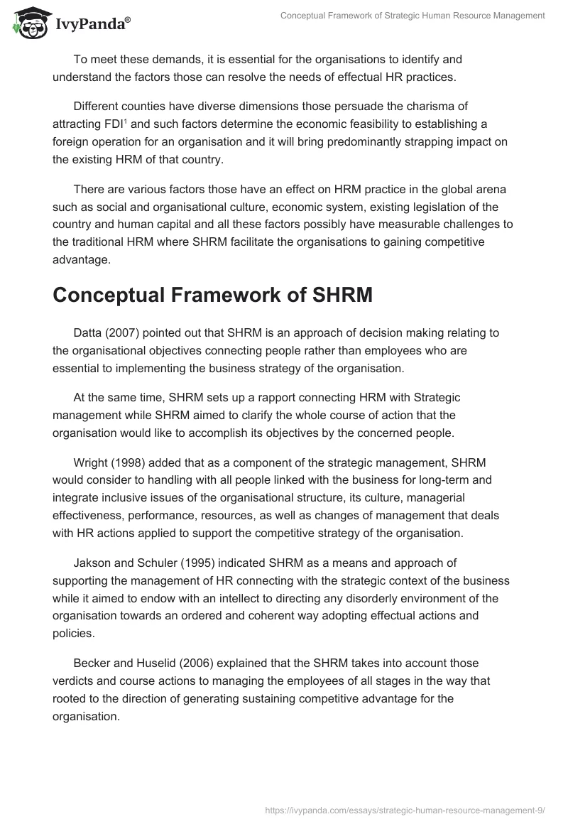 Conceptual Framework of Strategic Human Resource Management. Page 2