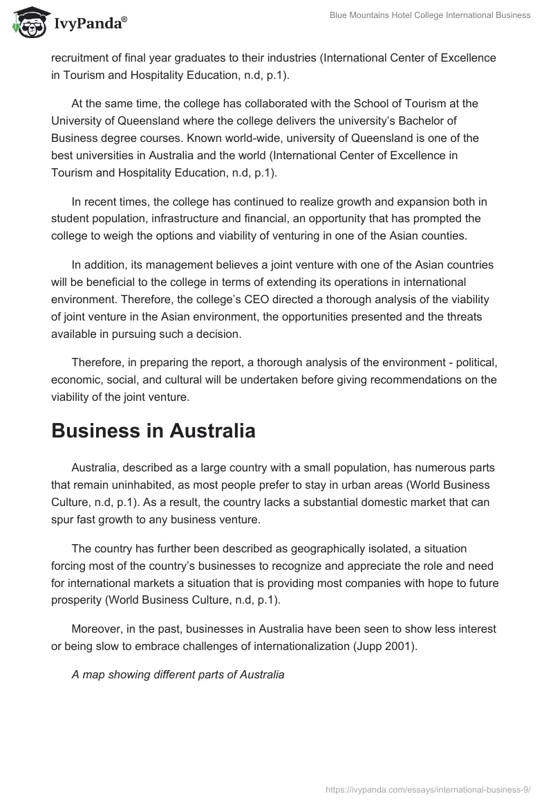 Blue Mountains Hotel College International Business. Page 4