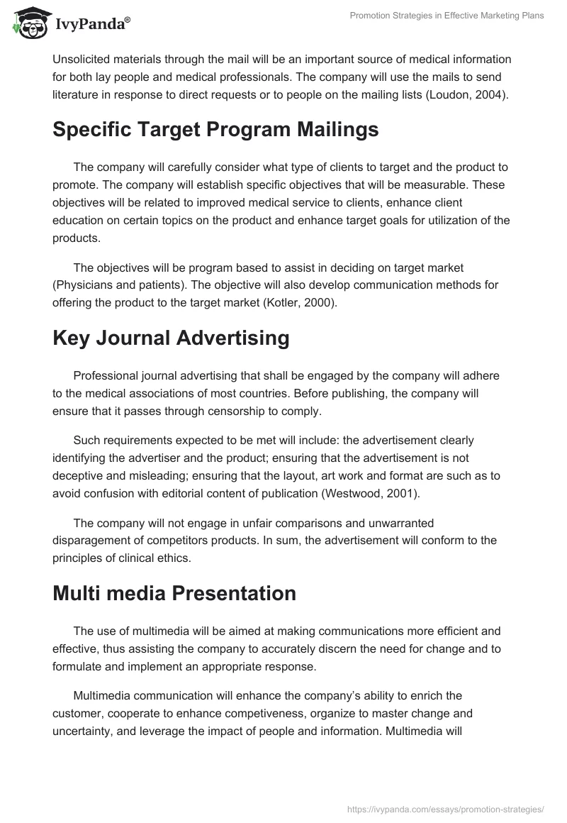 Promotion Strategies in Effective Marketing Plans. Page 4