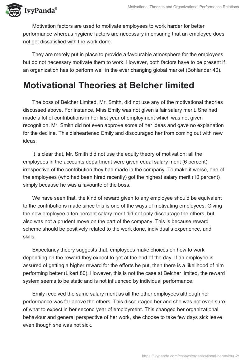 Motivational Theories and Organizational Performance Relations. Page 5