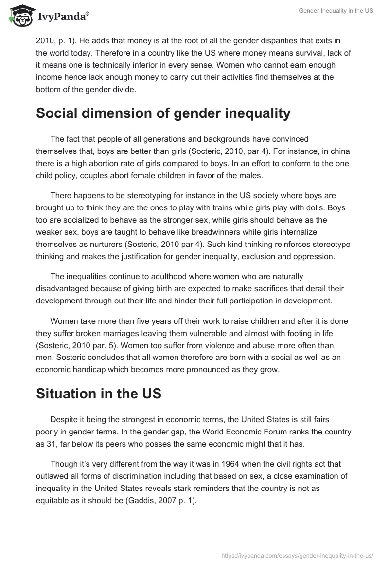 Gender Inequality in the US. Page 2