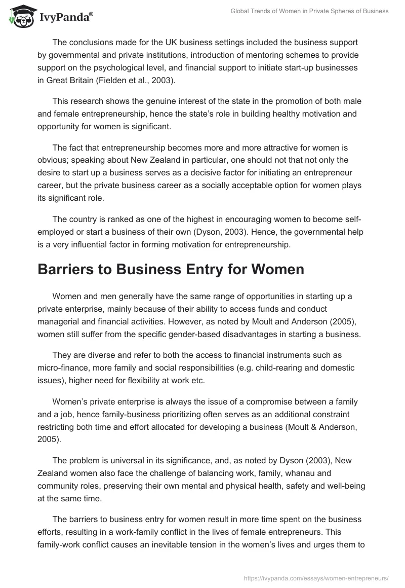 Global Trends of Women in Private Spheres of Business. Page 4