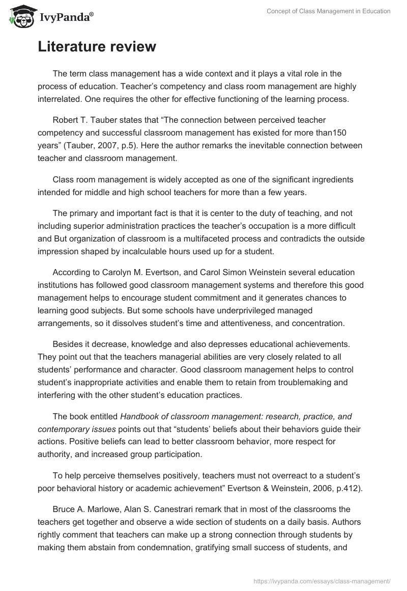Concept of Class Management in Education. Page 2