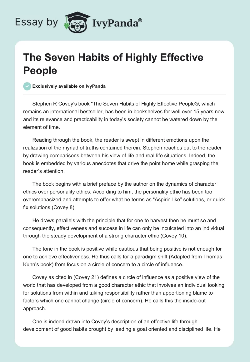 The Seven Habits of Highly Effective People. Page 1
