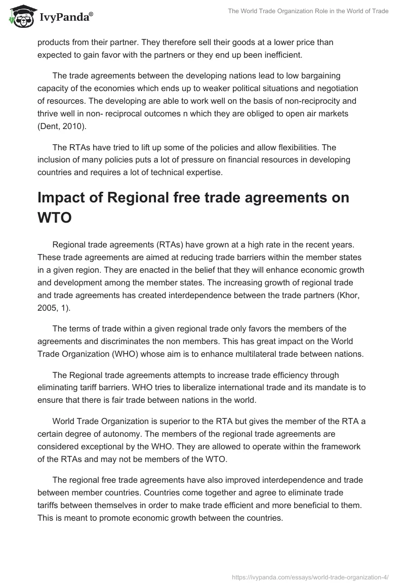 The World Trade Organization Role in the World of Trade. Page 5