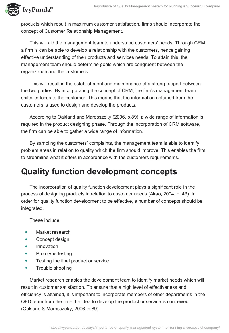Importance of Quality Management System for Running a Successful Company. Page 5