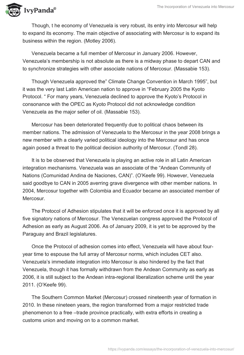 The Incorporation of Venezuela into Mercosur. Page 2