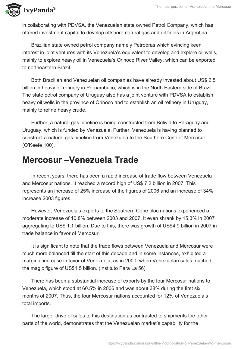 The Incorporation of Venezuela into Mercosur. Page 5