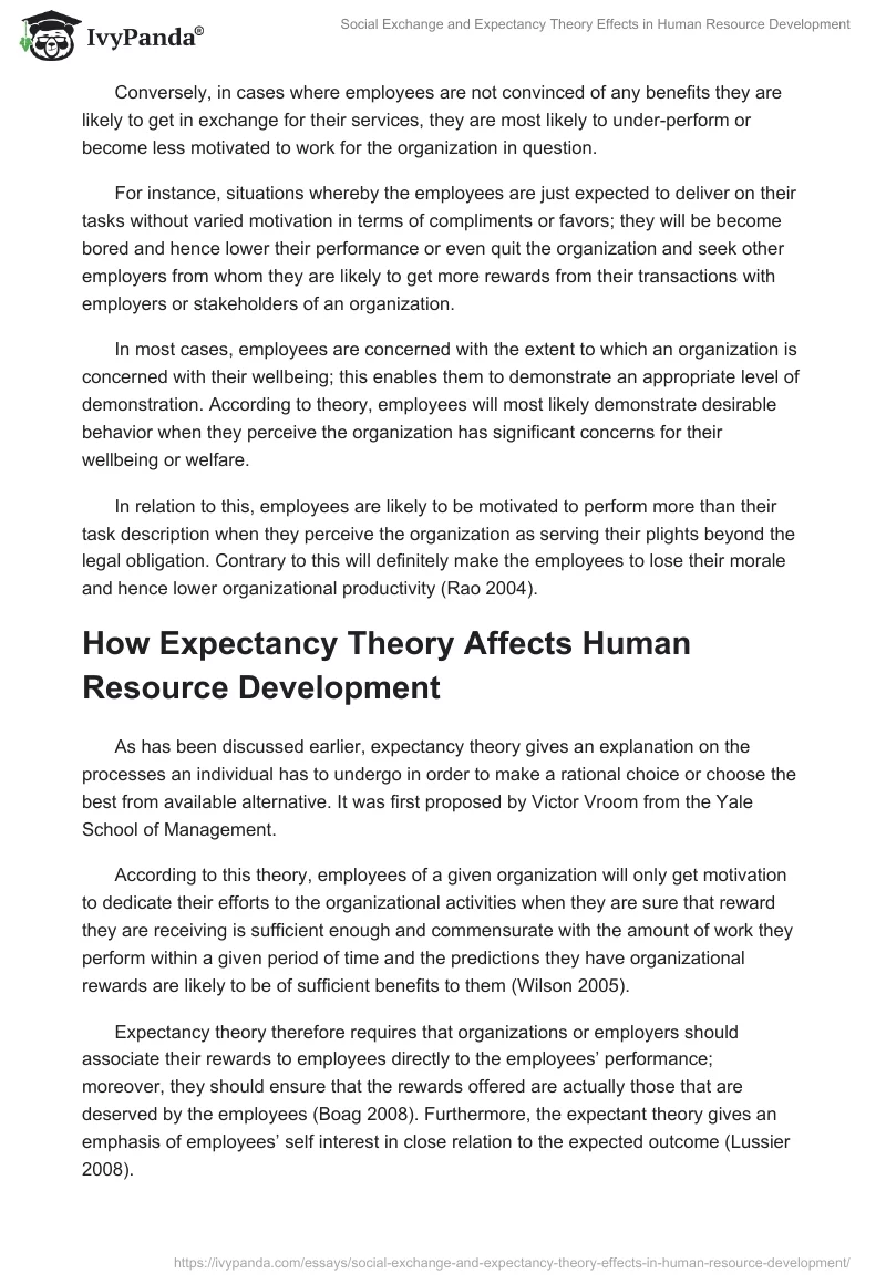 Social Exchange and Expectancy Theory Effects in Human Resource Development. Page 3