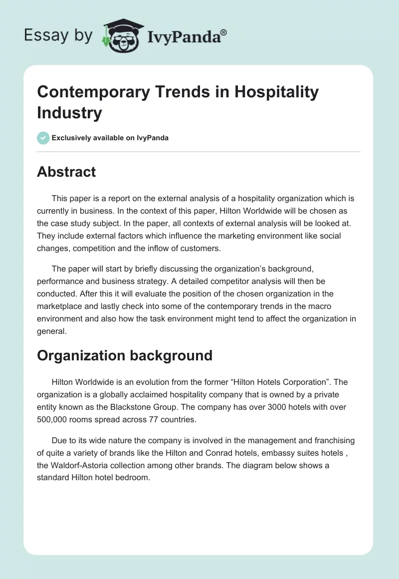 Contemporary Trends in Hospitality Industry. Page 1