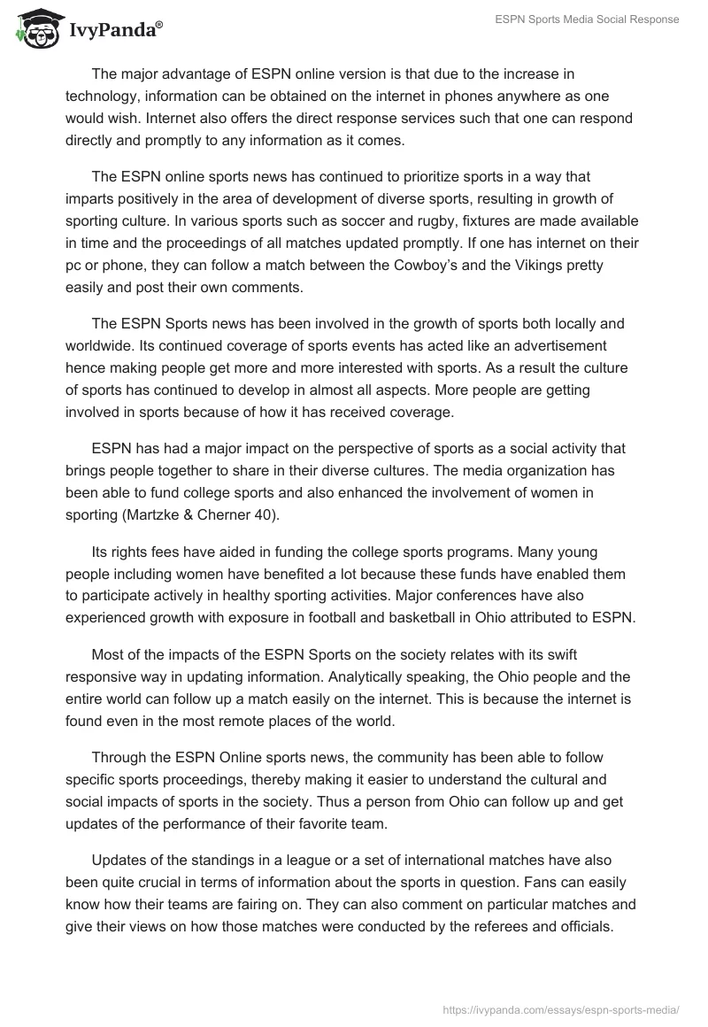 ESPN Sports Media Social Response. Page 2