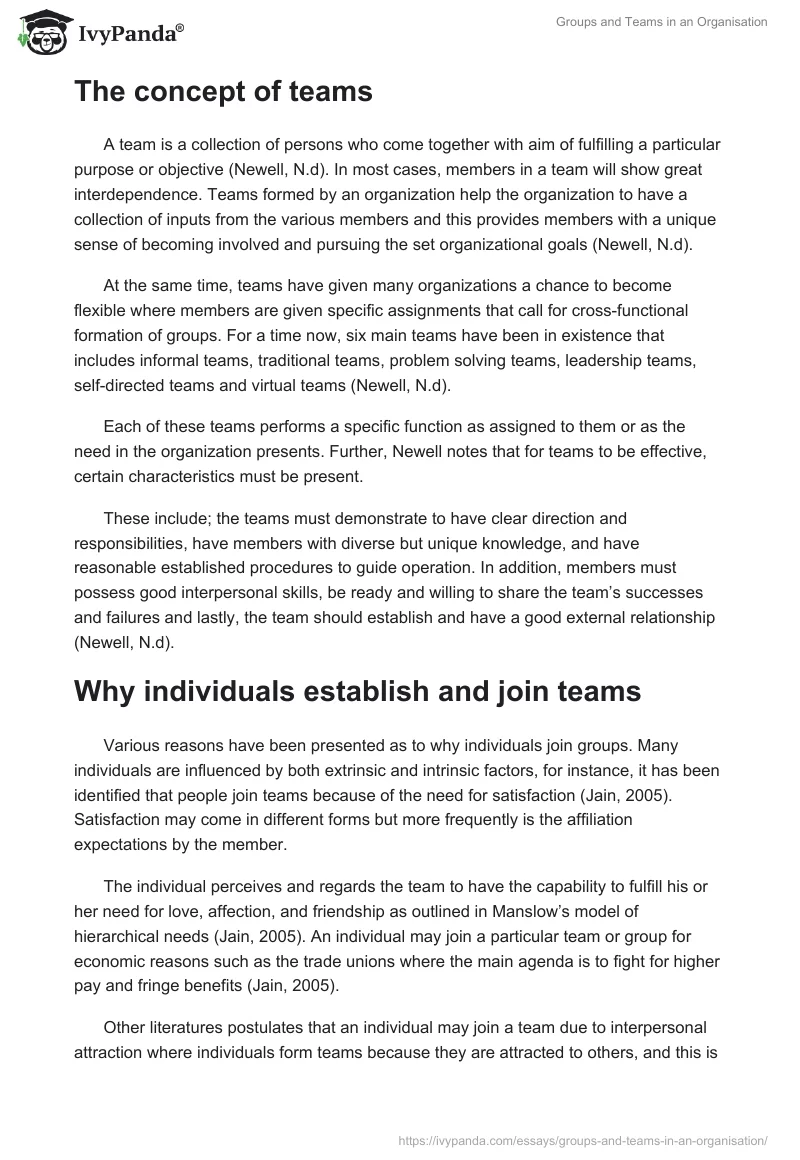 Groups and Teams in an Organisation. Page 2