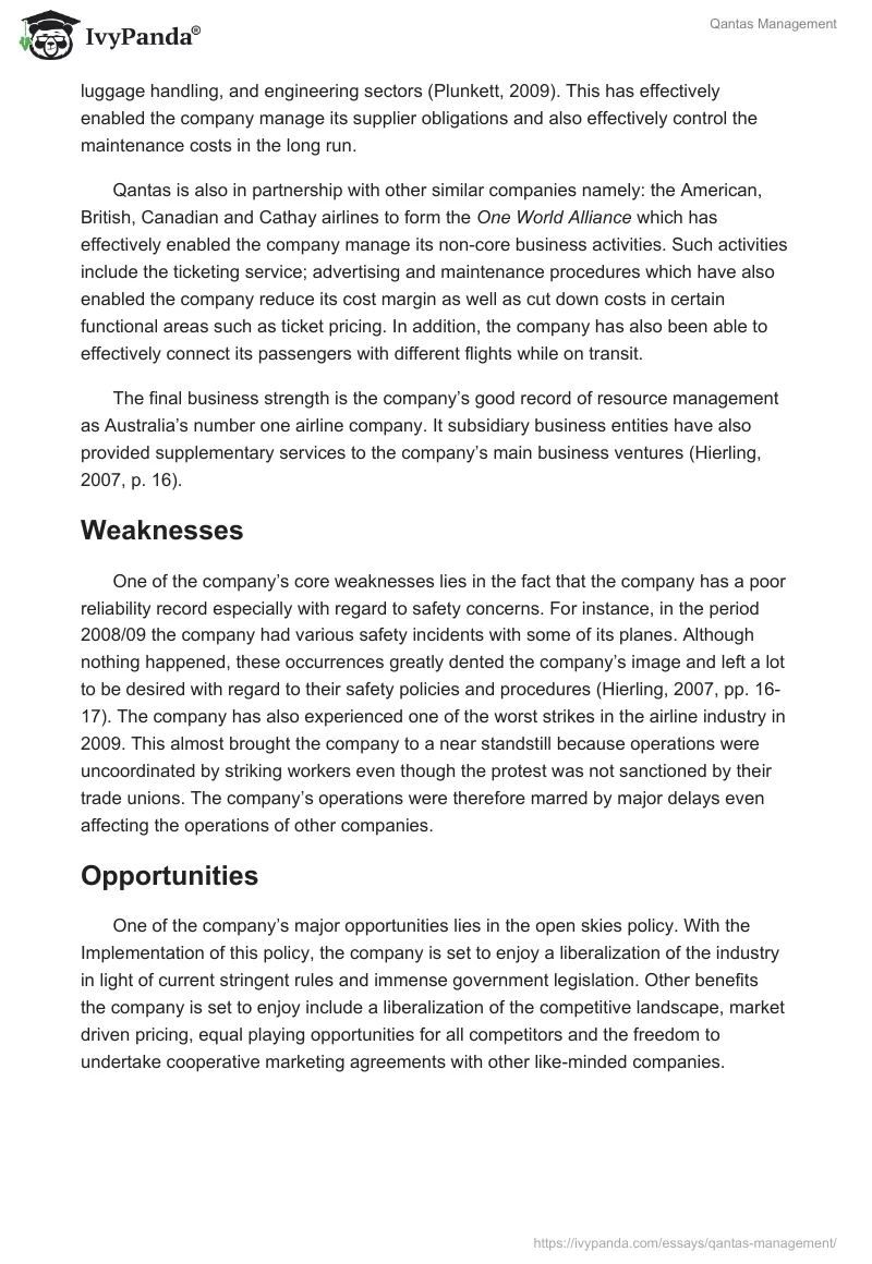 Qantas Management. Page 4