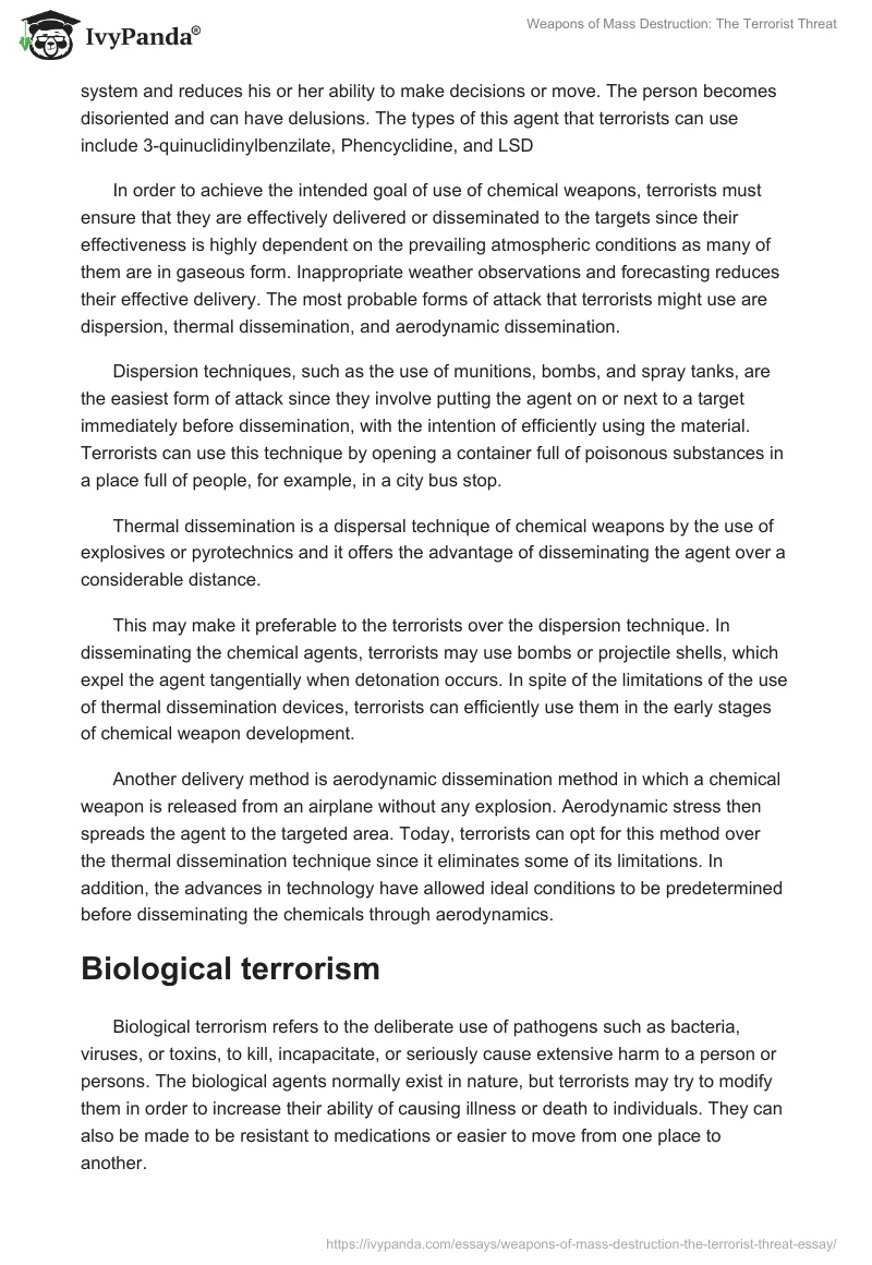 Weapons of Mass Destruction: The Terrorist Threat. Page 4