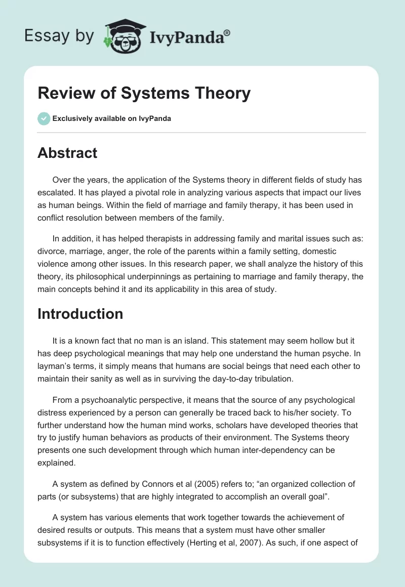 Review of Systems Theory. Page 1