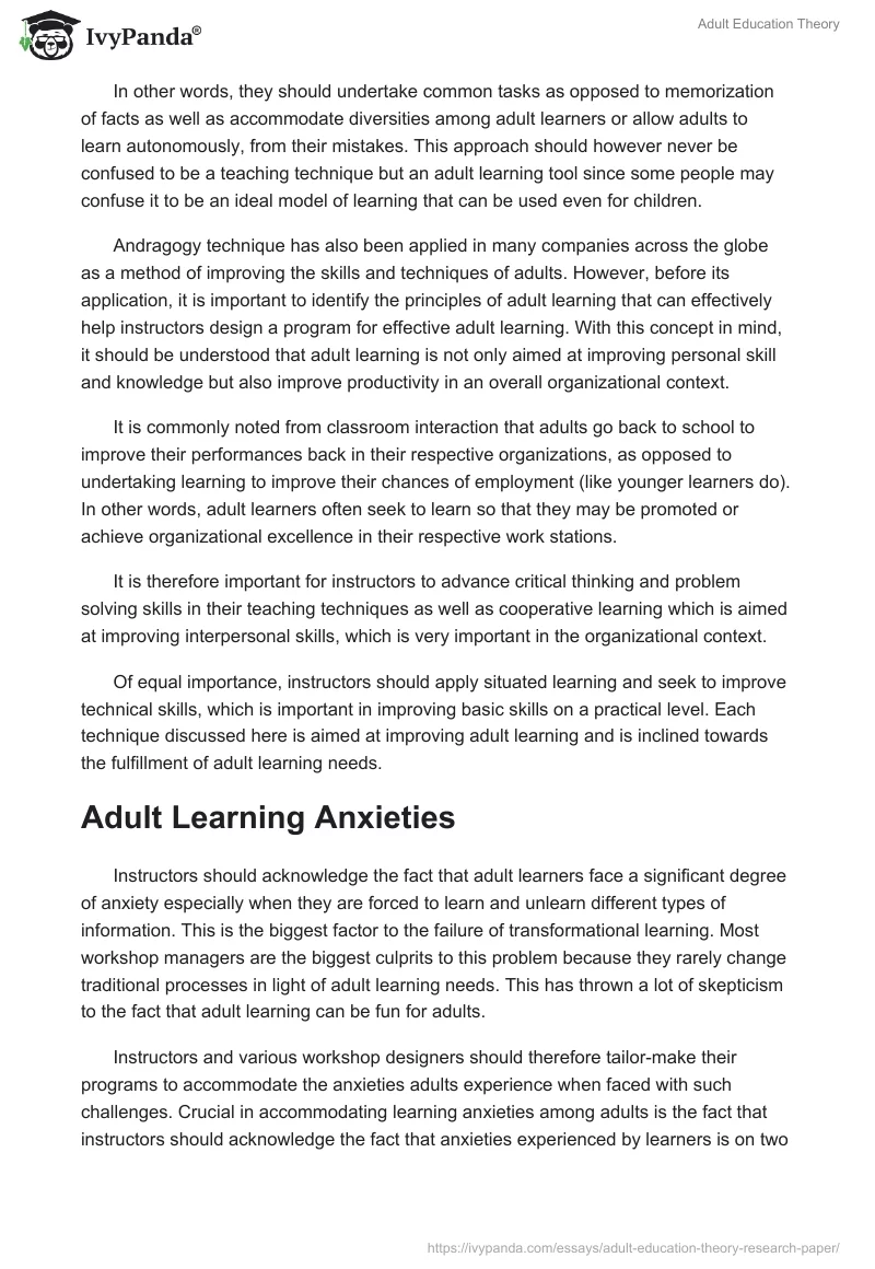 Adult Education Theory. Page 5