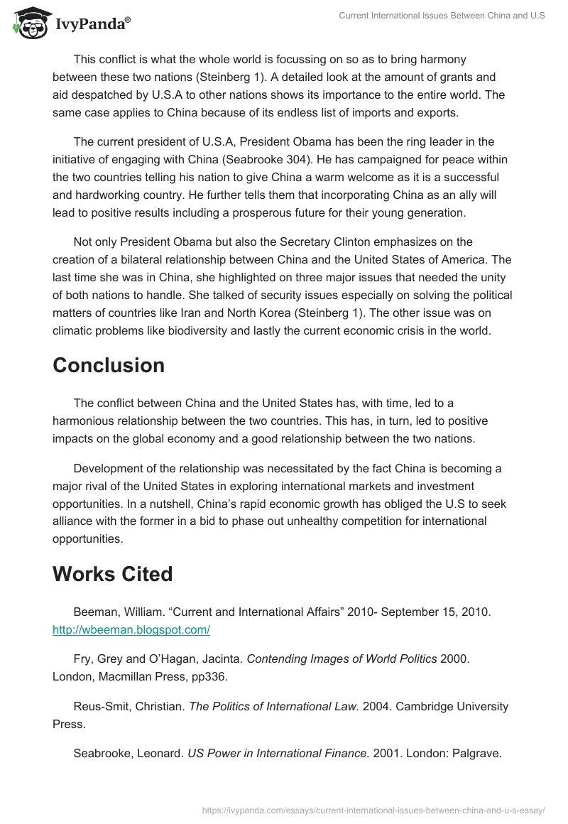 Current International Issues Between China and U.S. Page 2