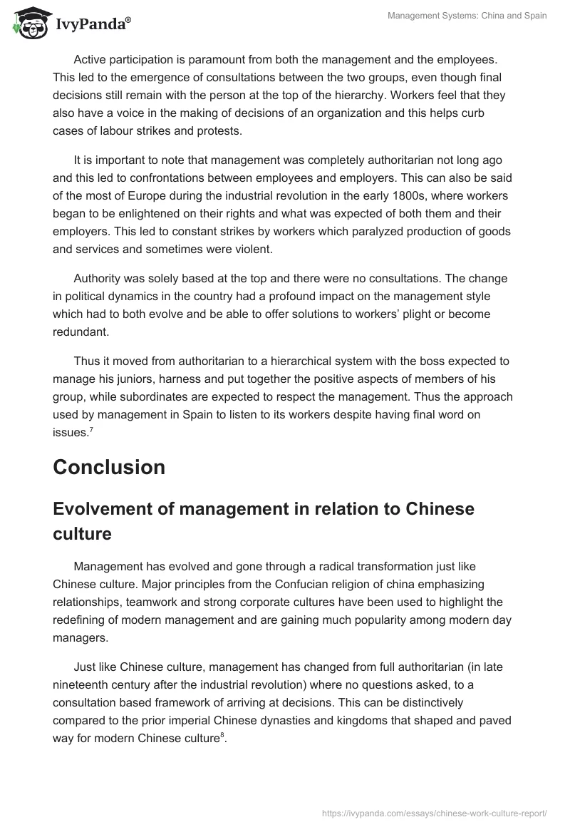 Management Systems: China and Spain. Page 5