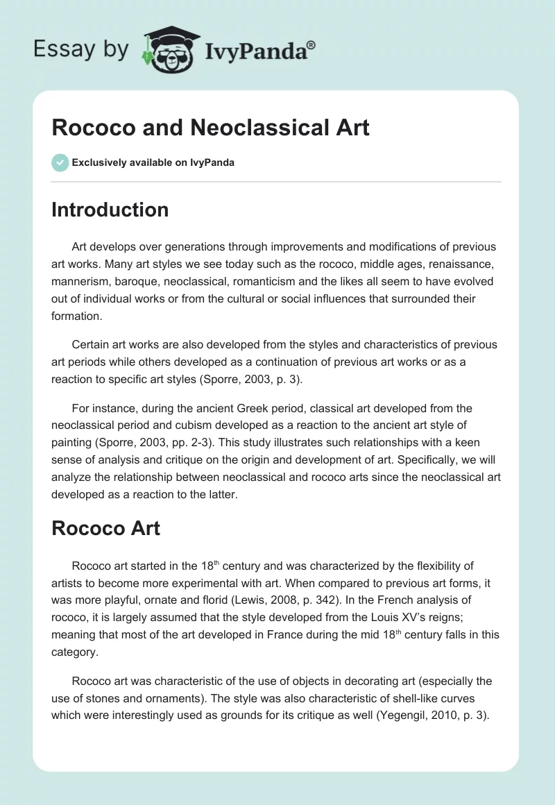 Rococo and Neoclassical Art. Page 1