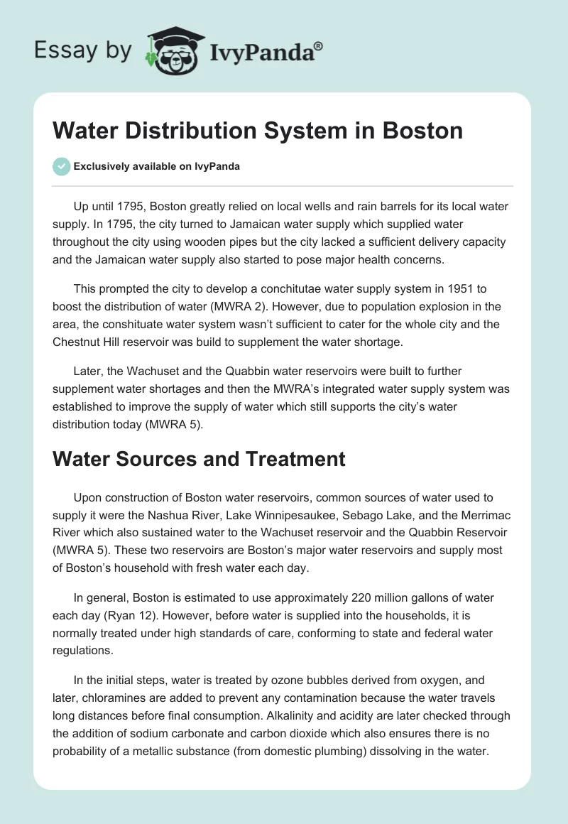 Water Distribution System in Boston. Page 1