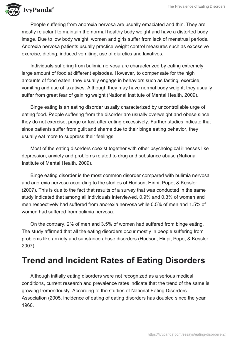 The Prevalence of Eating Disorders. Page 2