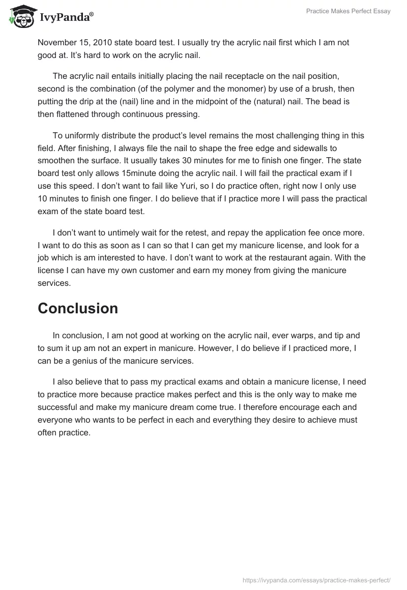 Practice Makes Perfect Essay. Page 3