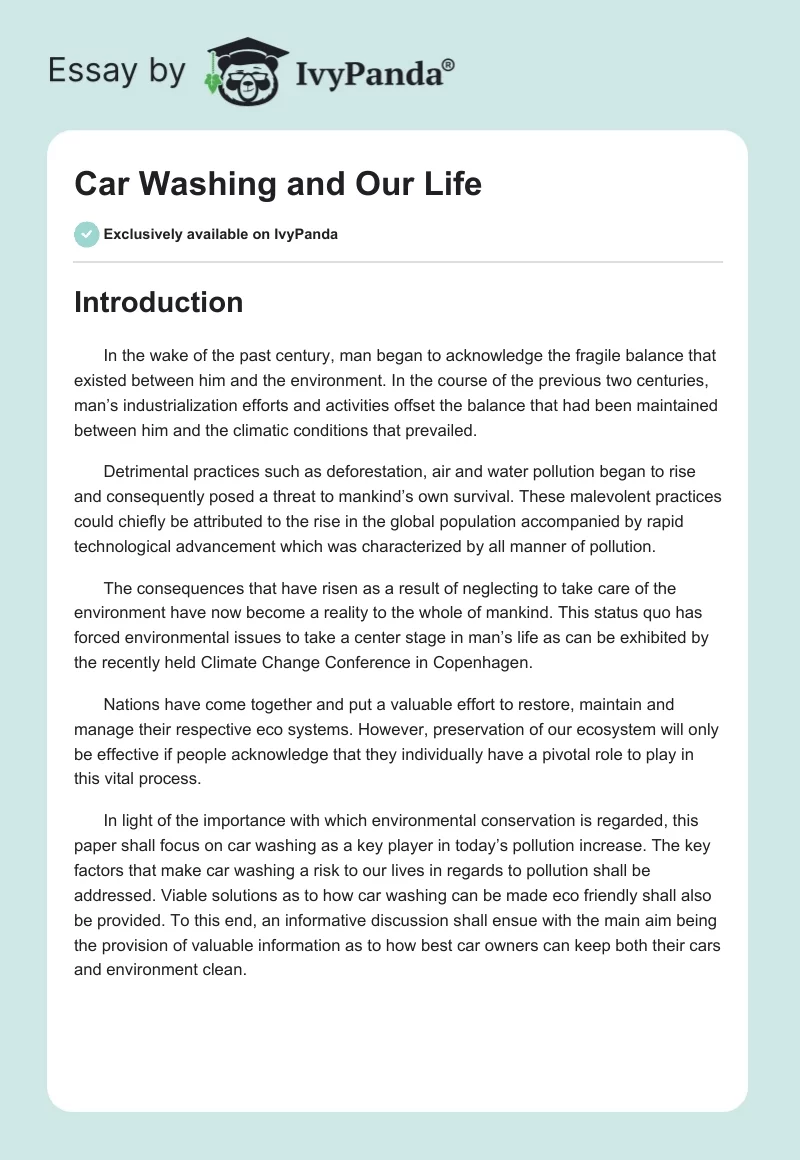 Car Washing and Our Life. Page 1
