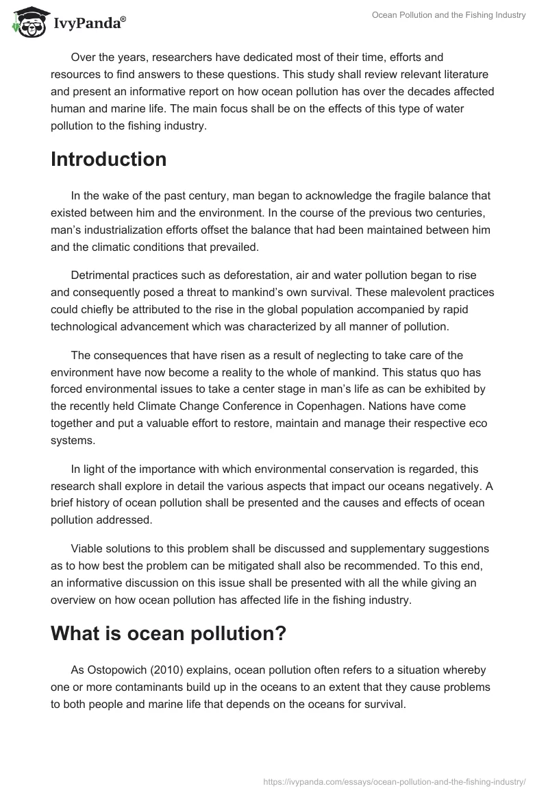 Ocean Pollution and the Fishing Industry. Page 2