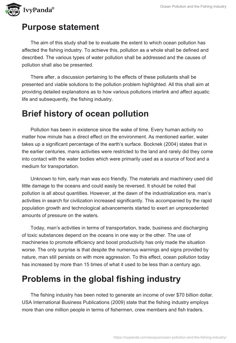 Ocean Pollution and the Fishing Industry. Page 4